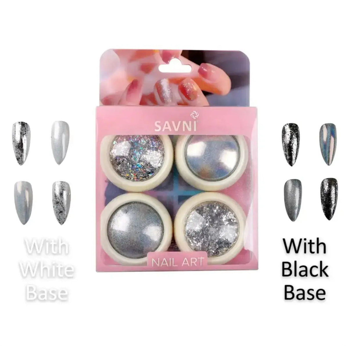 Silver & Holographic Silver Chrome & Foil - Set of 4