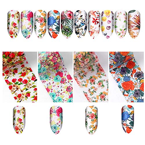 Nail Foil Roll Pack Of 10 - Assorted Floral Design