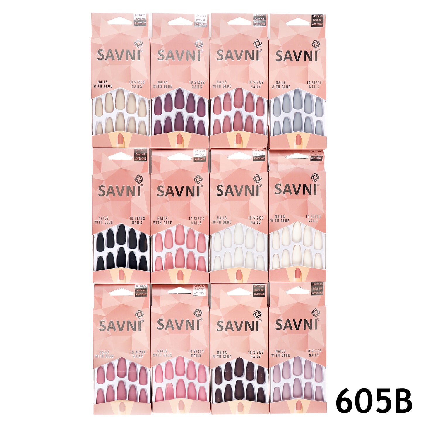 Press On Nails Plain Solid Colors - 12 Boxes