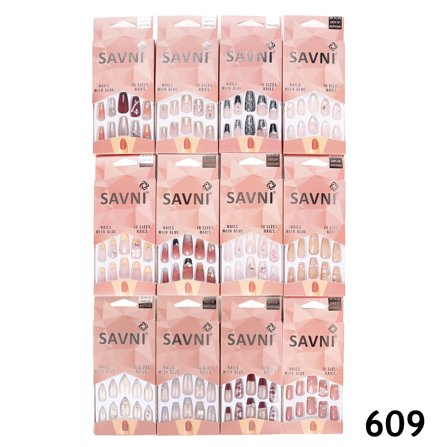 Press On Nails Premium Stone & Printed Series - 12 Boxes