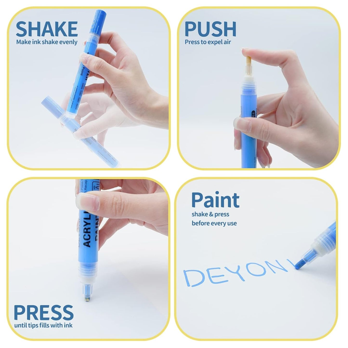 Acrylic Art Paint Markers - Set of 12 Colors