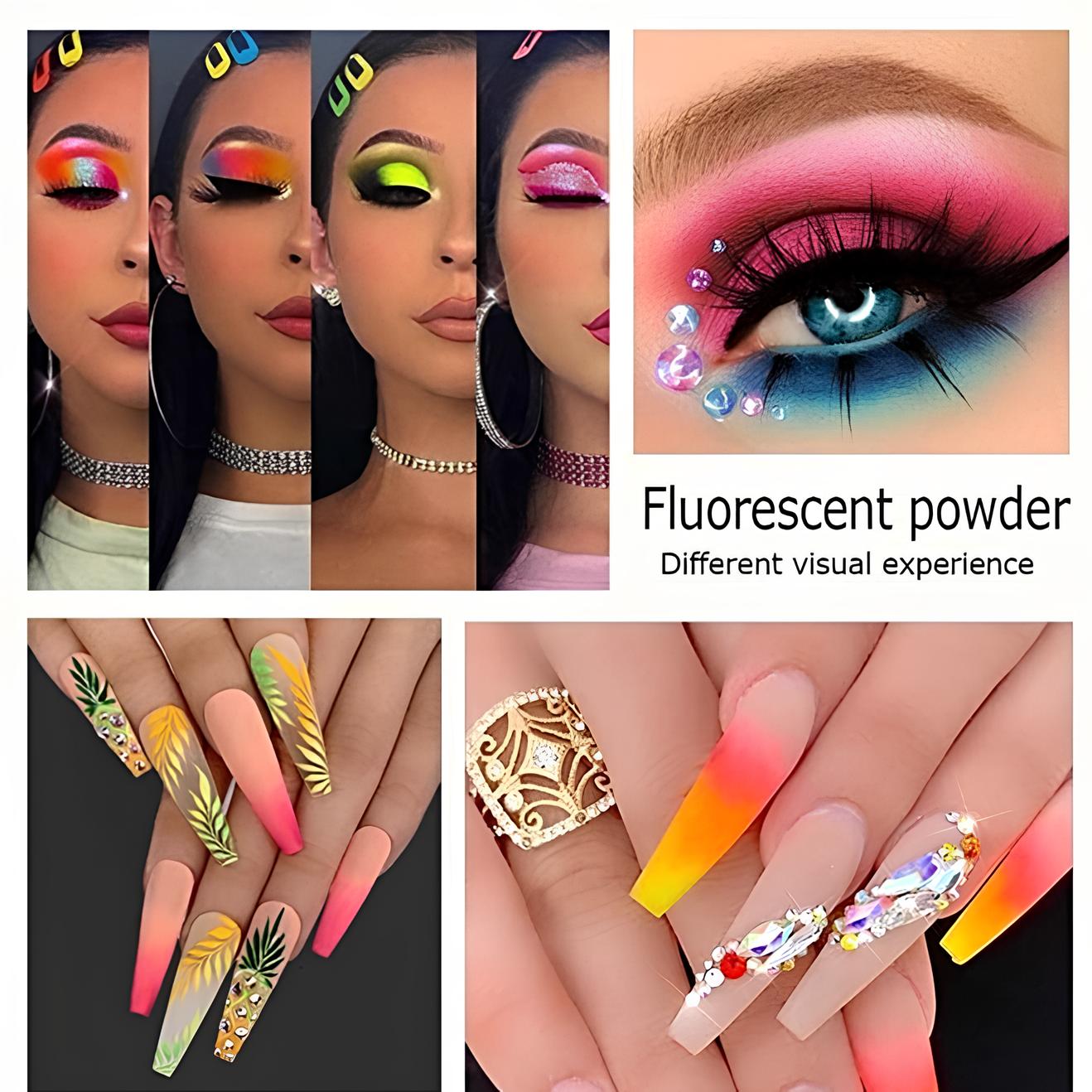 Fluorescent Neon Pigment Powder - Set of 12 Colors