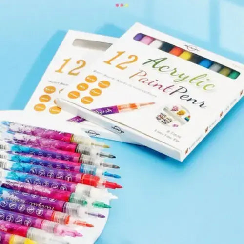 Acrylic Nail Marker 0.5mm Tip Sketch Pens for Nail Art Pack Of 12 Colors