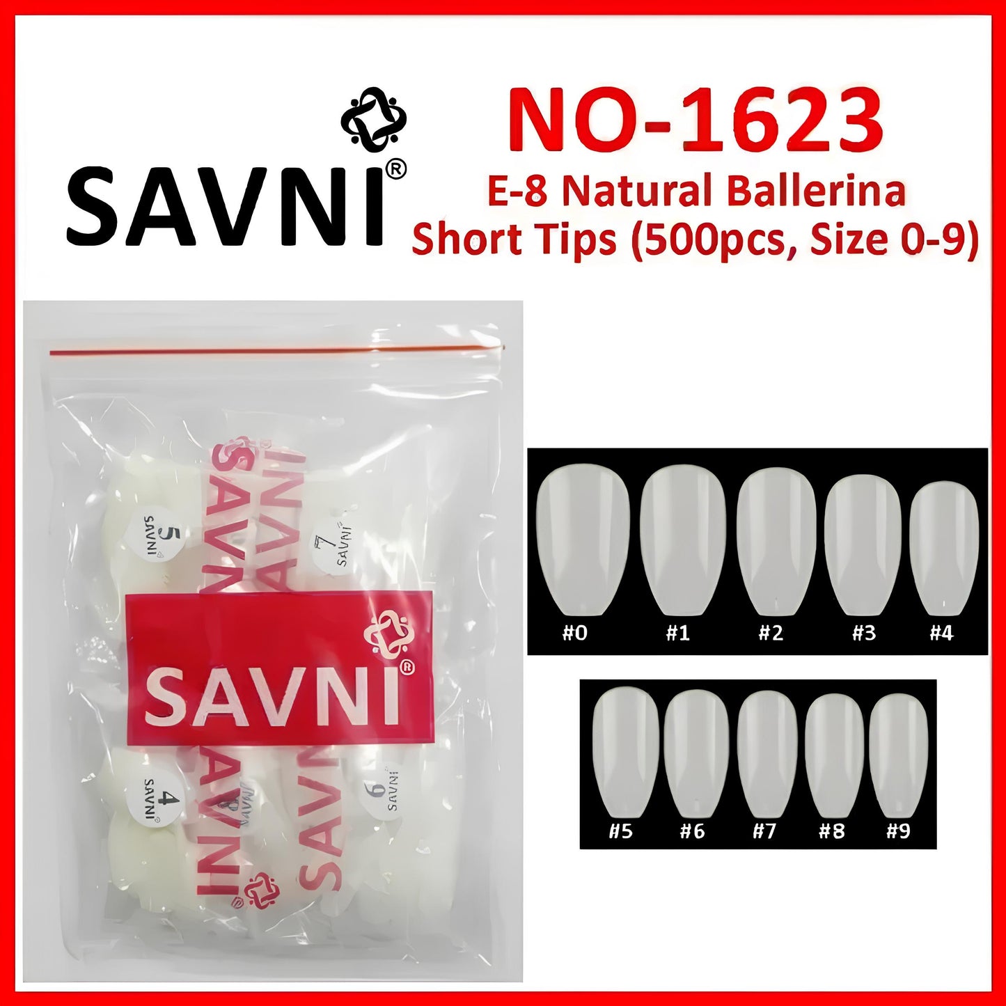 Savni E8 Short Full Cover Ballerina Natural Tips - 500 pcs