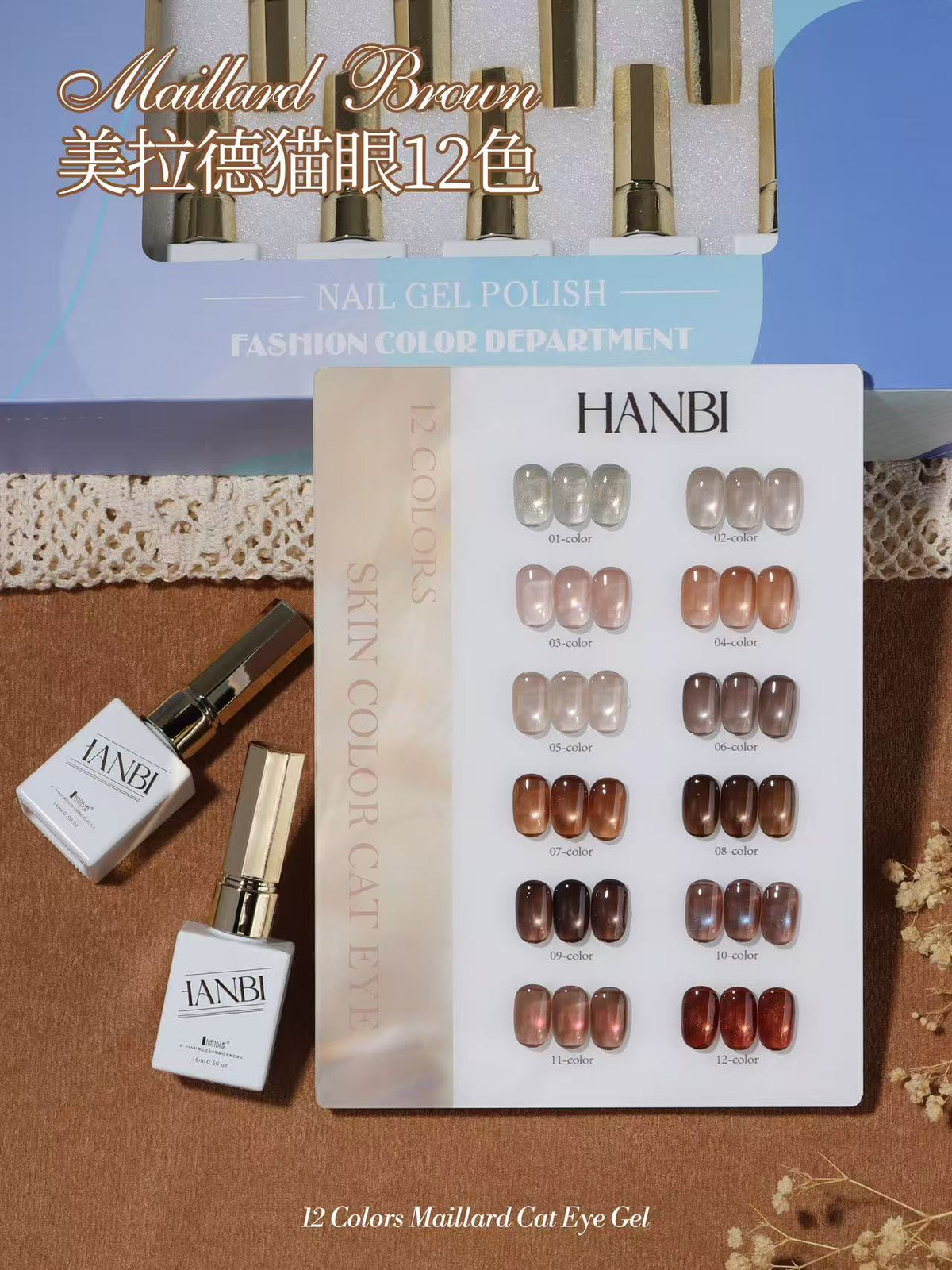 Vinimay UV Gel Polish Kit Set Of 12pcs, 15ml Each, Cat Eye, Model-A