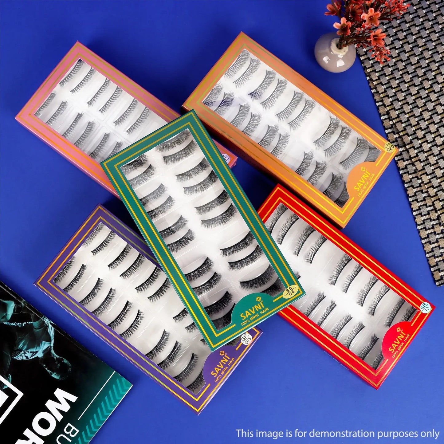 Savni 5D Temporary Mink Hair Eyelash Extensions 10 pairs Mix Designs Purple Box