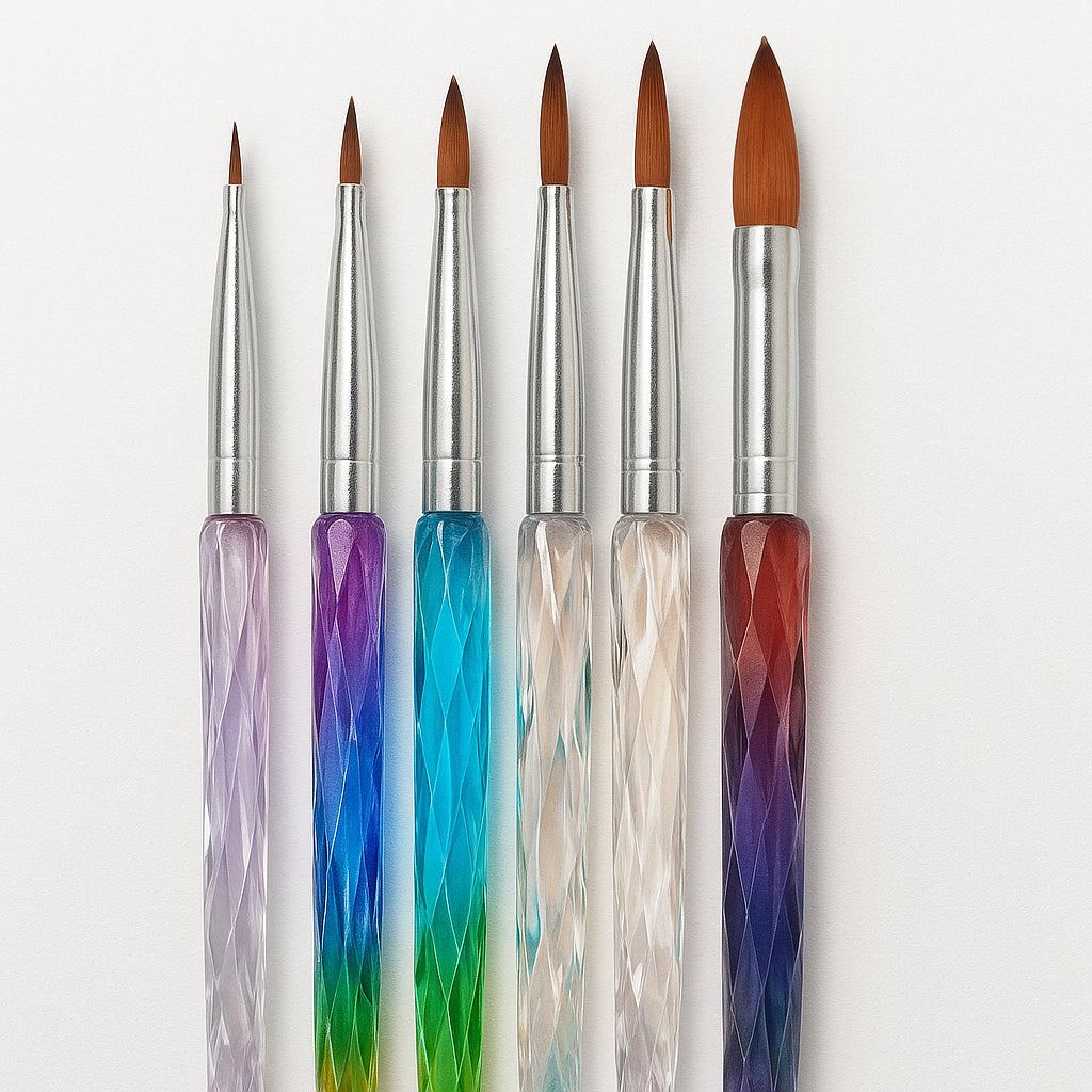 Synthetic Acrylic Brush Crystal Wooden Handle - Set of 6