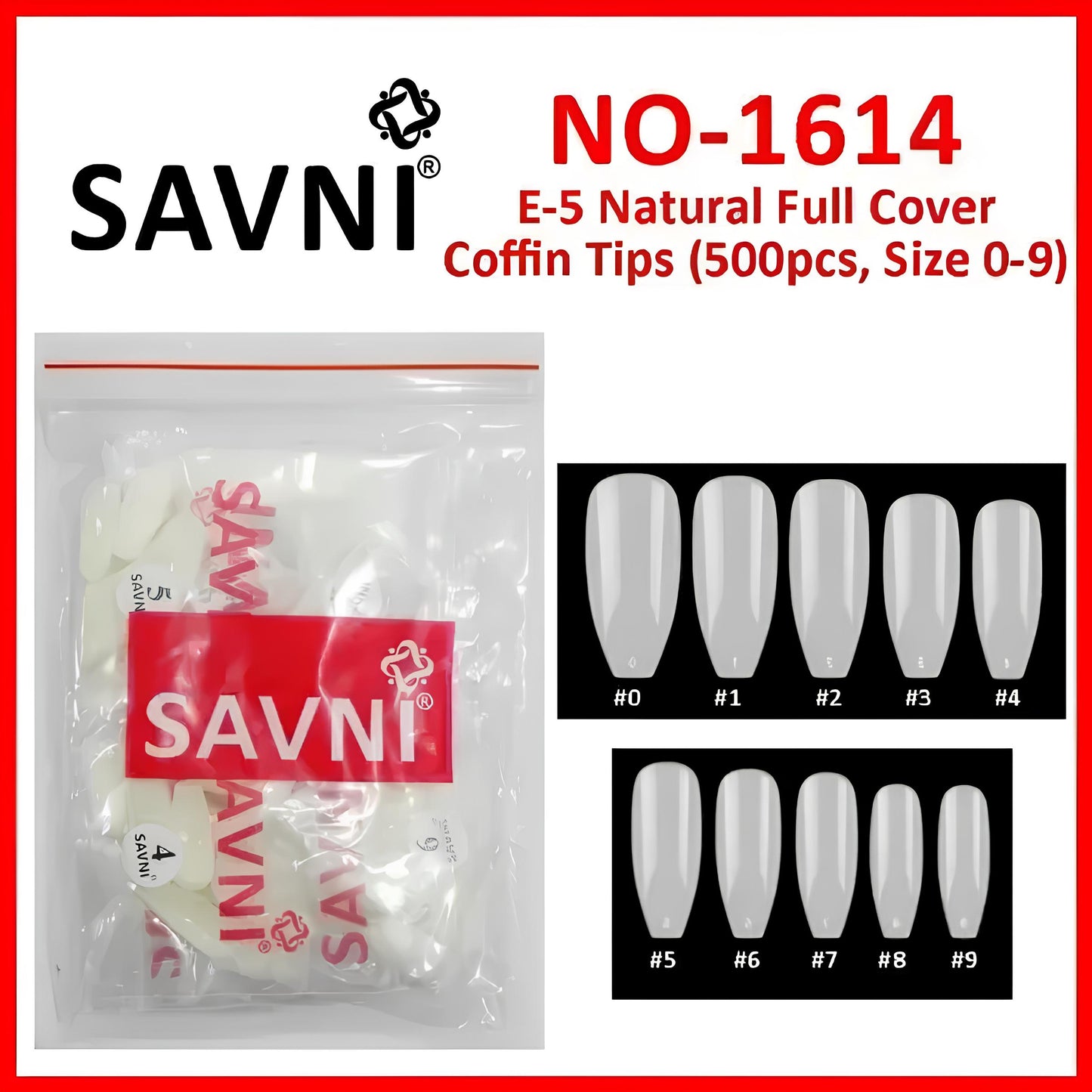 Savni E5 Full Cover Coffin Natural Tips - 500 pcs