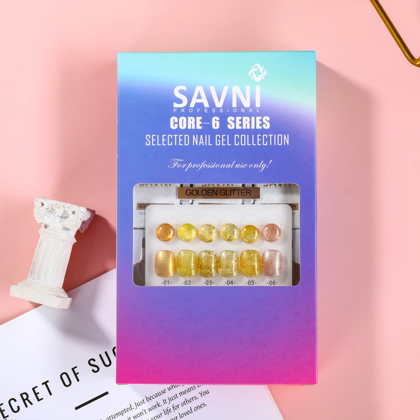 Savni Core-6 Golden Glitter UV Gel Polish Set of 6 - 10ml each