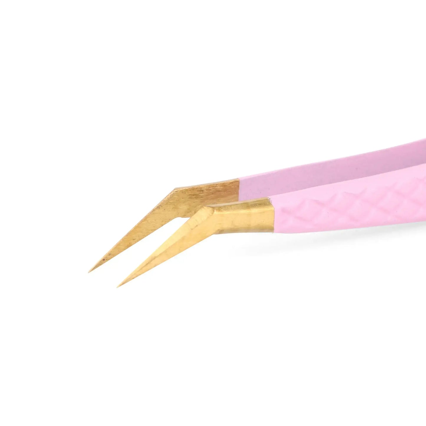 Savni Pink Gold Eyelash Extension Tweezers Angled