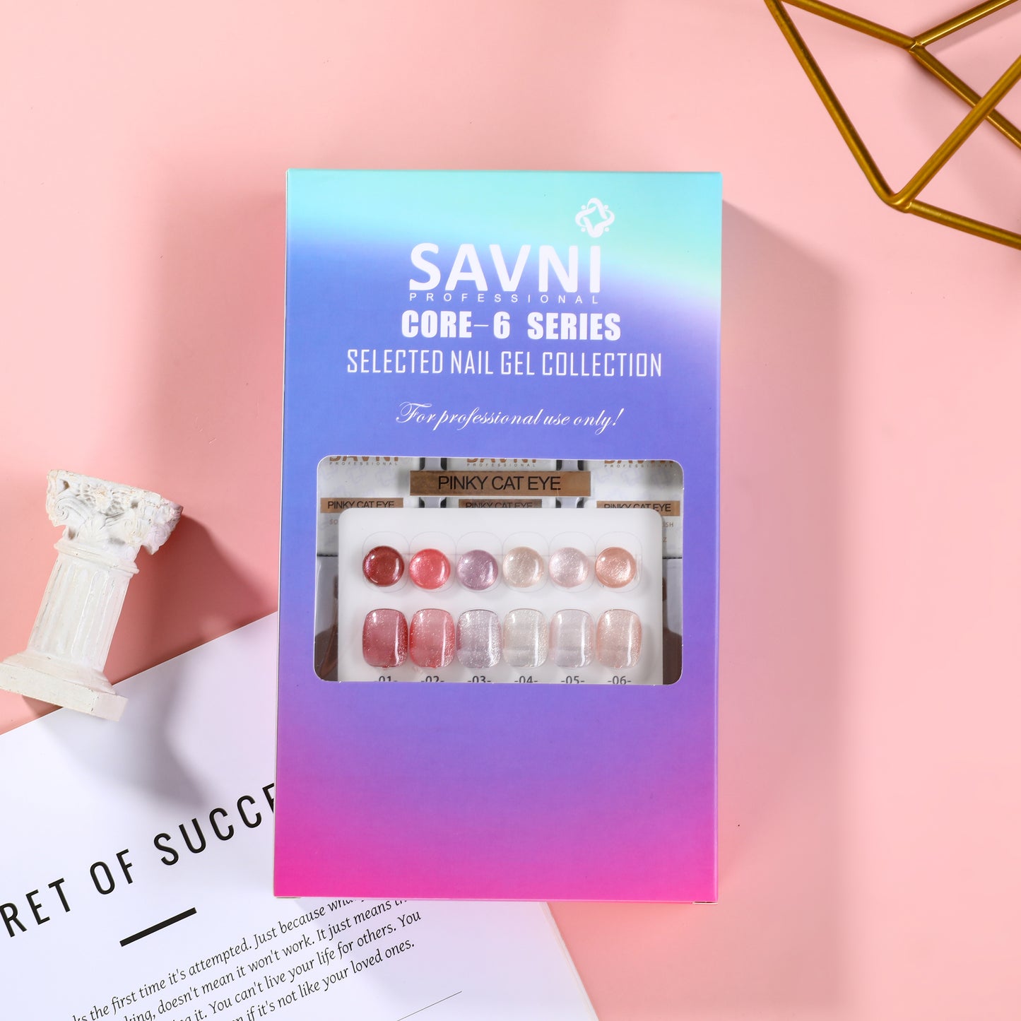 Savni Core-6 Pinky Cat Eye UV Gel Polish Set of 6 - 10ml each