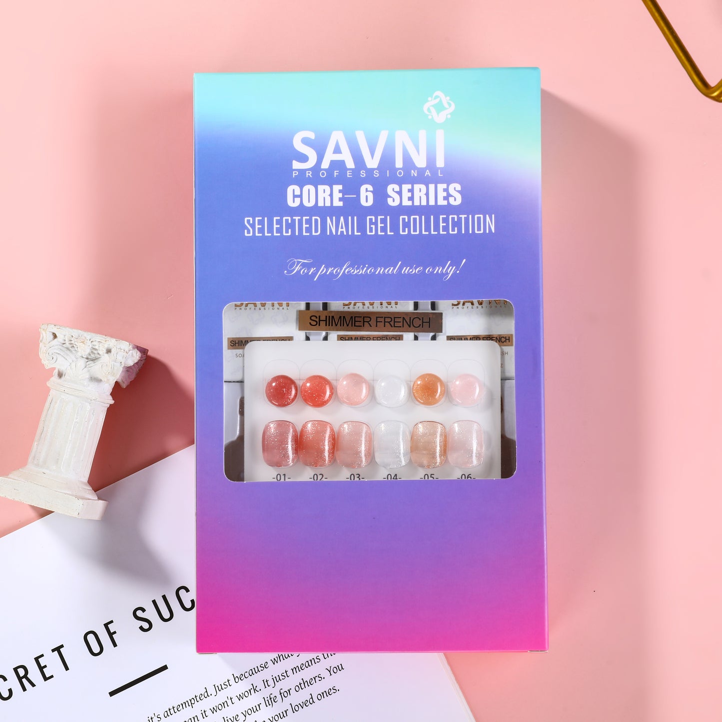 Savni Core-6 Shimmer French UV Gel Polish Set of 6 - 10ml each