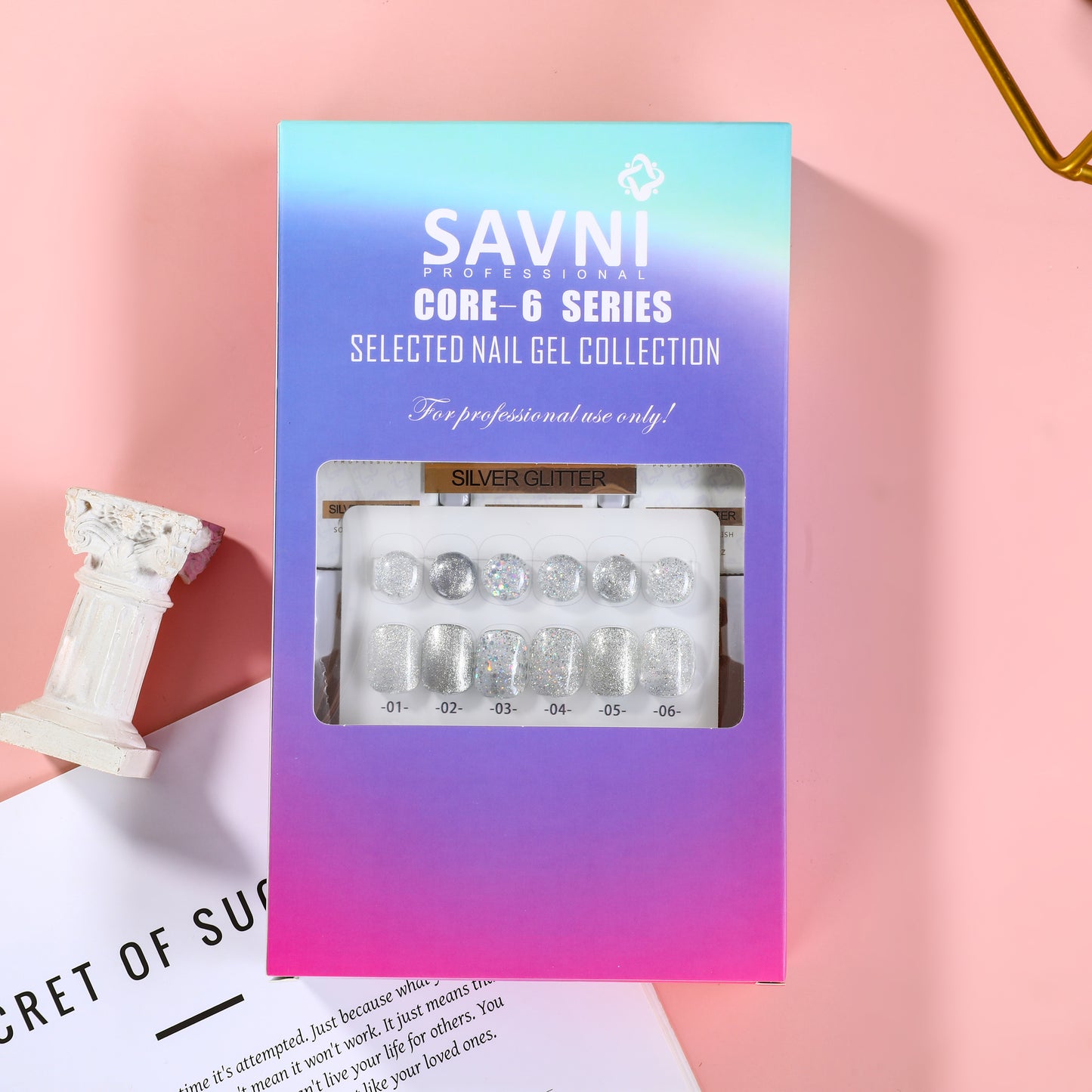 Savni Core-6 Silver Glitter UV Gel Polish Set of 6 - 10ml each