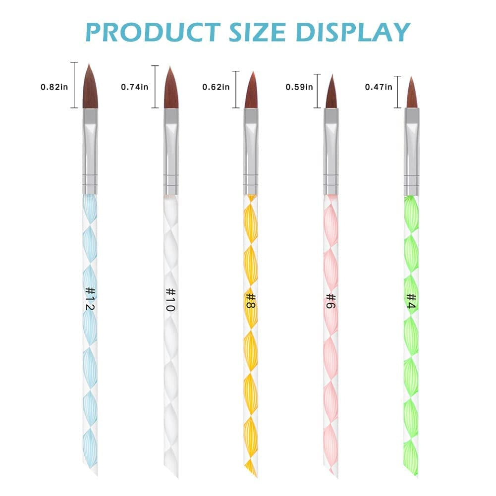 Synthetic Acrylic Brushes Plastic Handle - Set of 5