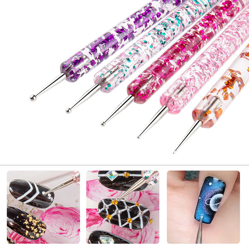 Nail Dotting Tools Glitter Handle - Set of 5