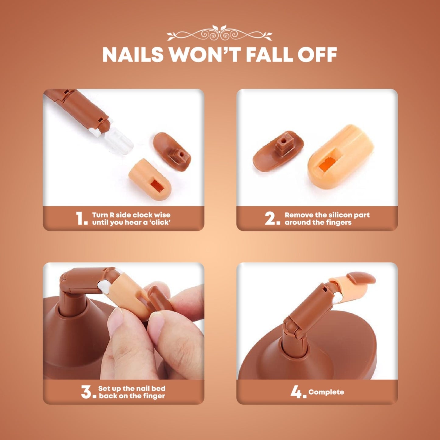 Practice Dummy with 3 Fingers - 100 Removable Nails