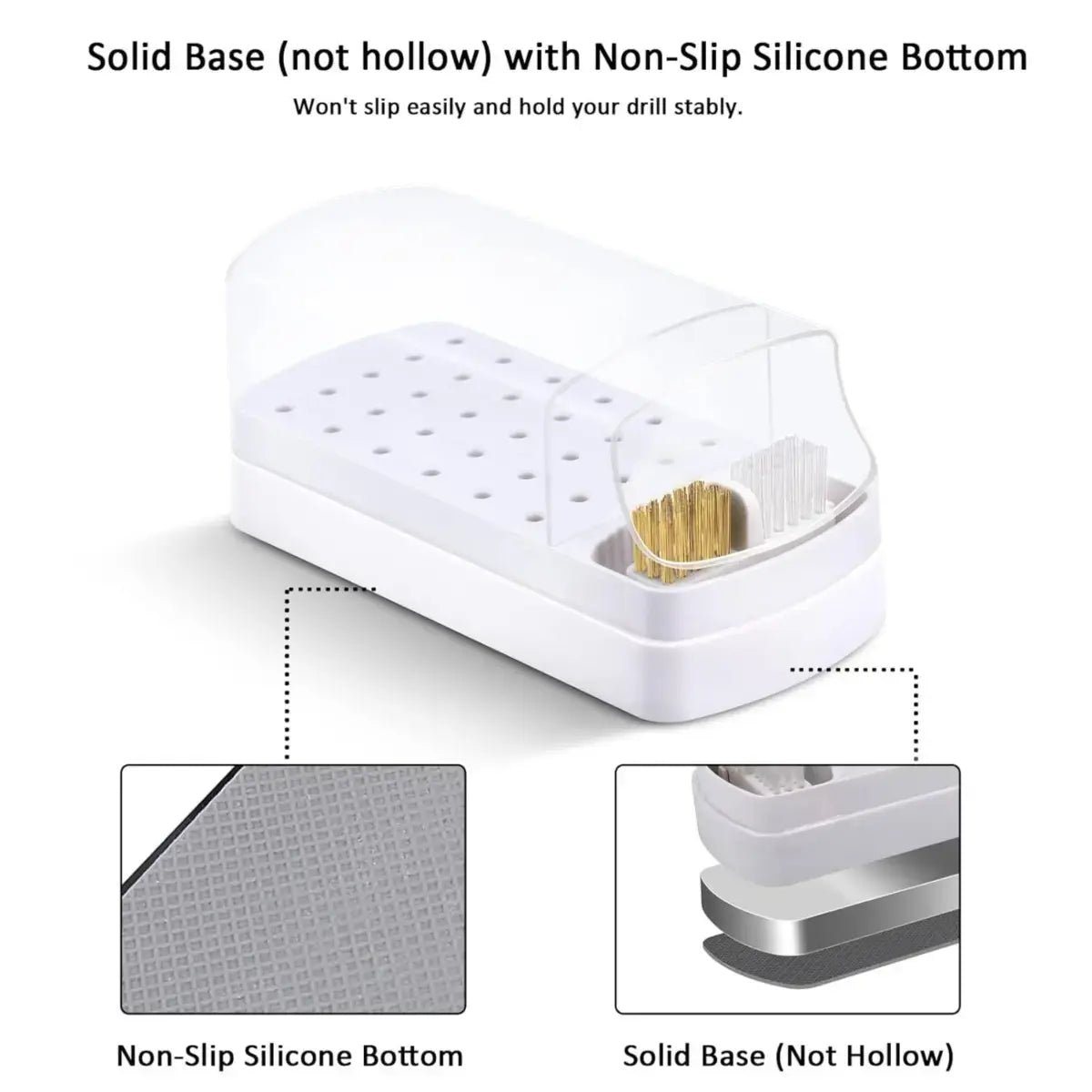 2 in 1 Nail Drill Bits Organizer Case with Nail Drill Bits Cleaning Brush (Drill Bits not included)