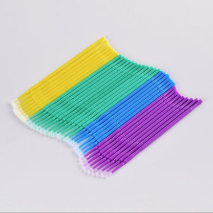 Cotton Swab Eyelash Micro Stick Applicators & Cleaners 100 Pieces - Assorted Color