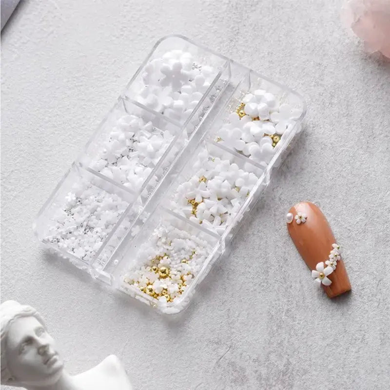 3D Flower Nail Accessory Charms with Caviar Beads