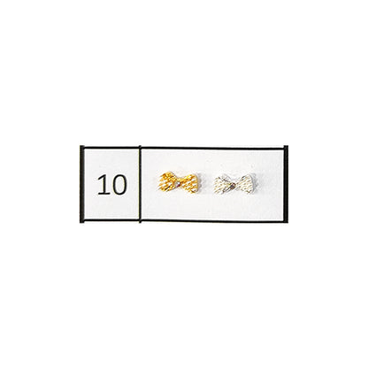 Metallic Nail Bows Accessory Silver Series - 5 Pair (Assorted Design)