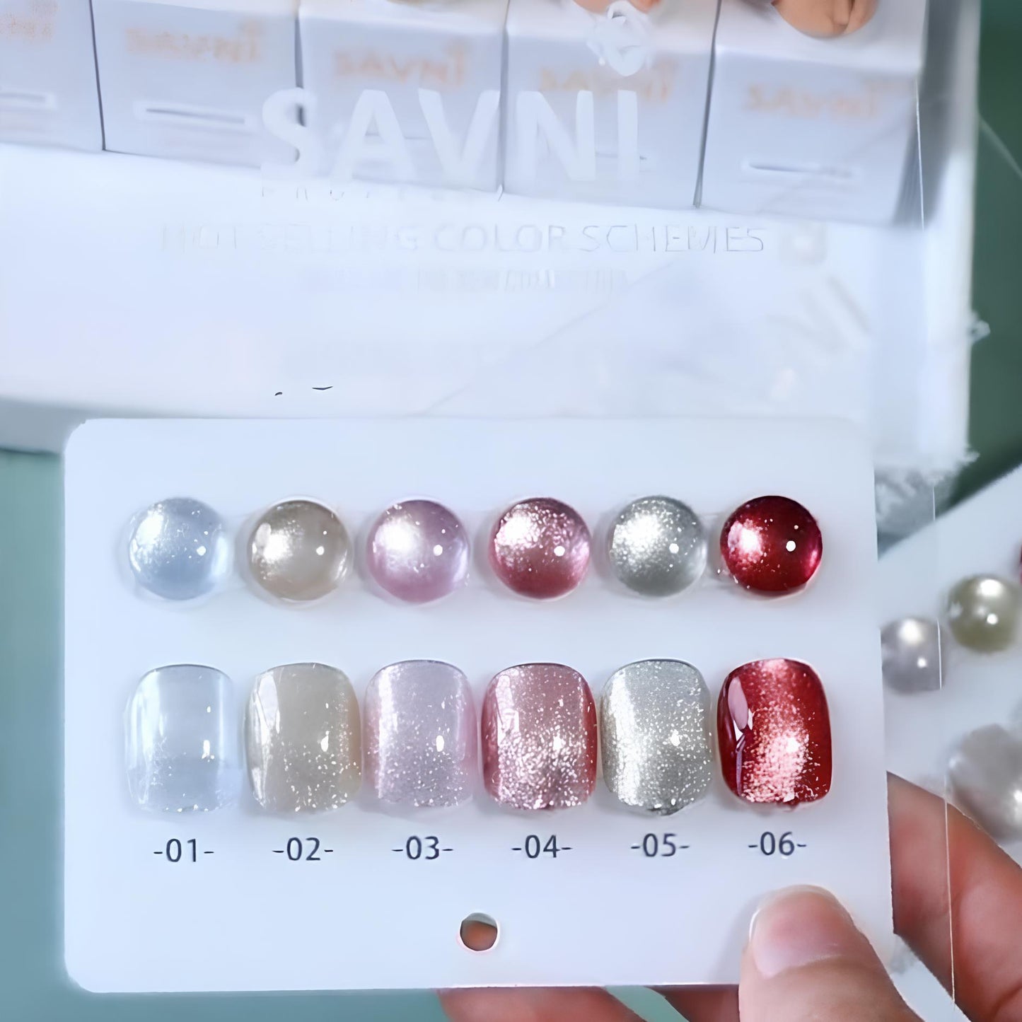 Savni Core - Mirror 2  Cat Eye UV Gel Polish kit, Set Of 6pcs-10ml Each