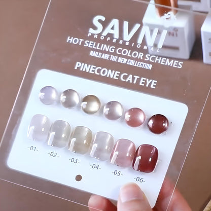 Savni Core - Pinecone Cat Eye UV Gel Polish Kit, Set Of 6pcs-10ml Each