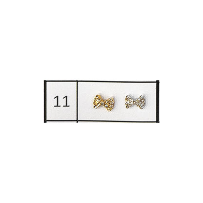Metallic Nail Bows Accessory Silver Series - 5 Pair (Assorted Design)