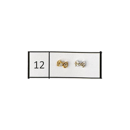 Metallic Nail Bows Accessory Silver Series - 5 Pair (Assorted Design)