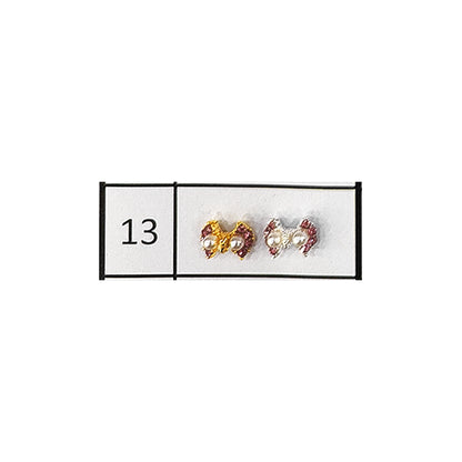 Metallic Nail Bows Accessory Silver Series - 5 Pair (Assorted Design)