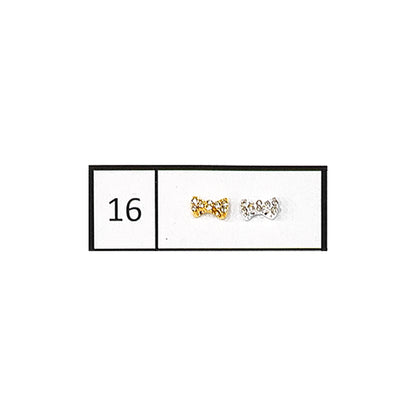 Metallic Nail Bows Accessory Silver Series - 5 Pair (Assorted Design)