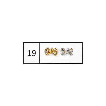 Metallic Nail Bows Accessory Silver Series - 5 Pair (Assorted Design)