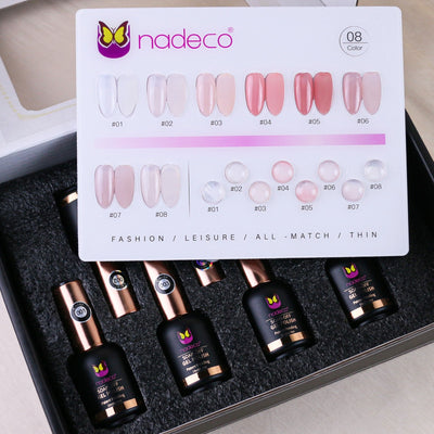 Nadeco UV Gel Polish Kit Set Of 8, 15ml each, Sheer Nude & Blush Palette, Model - F