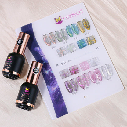 Nadeco UV Gel Polish Kit Set Of 8, 15ml each, Aurora Jelly &amp; Iridescent Palette, Model - E