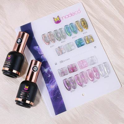 Nadeco UV Gel Polish Kit Set Of 8, 15ml each, Aurora Jelly & Iridescent Palette, Model - E