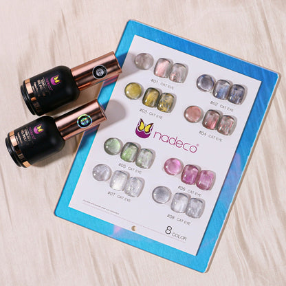 Nadeco UV Gel Polish Kit Set Of 8, 15ml each, Cat Eye Multitone Palette, Model - H