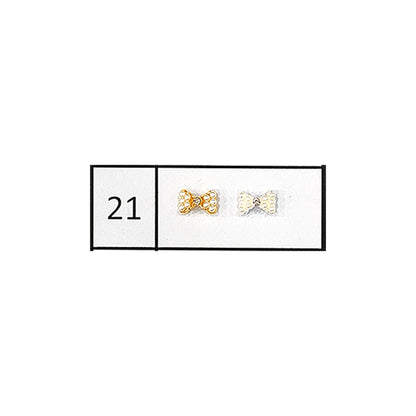 Metallic Nail Bows Accessory Silver Series - 5 Pair (Assorted Design)