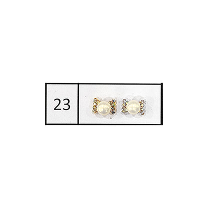 Metallic Nail Bows Accessory Silver Series - 5 Pair (Assorted Design)