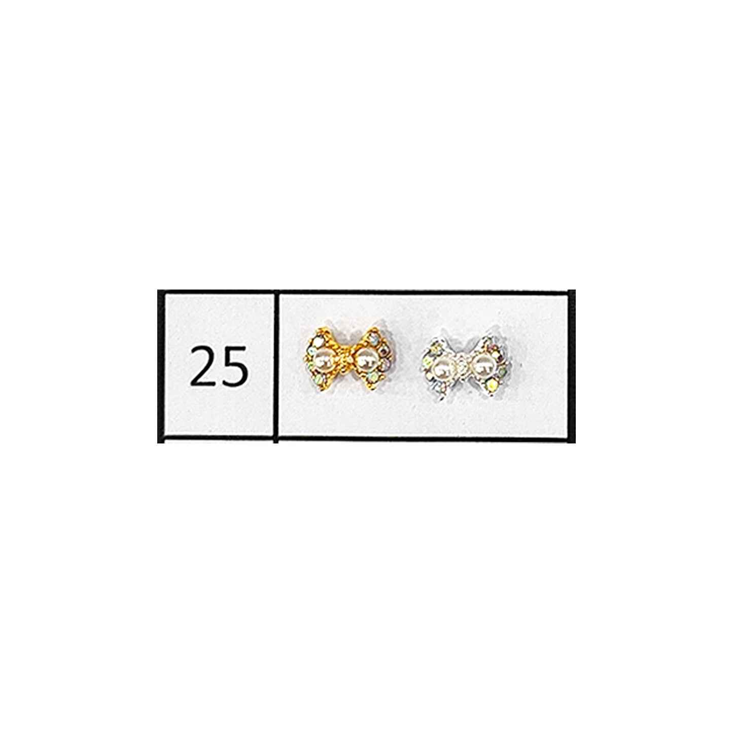 Metallic Nail Bows Accessory Silver Series - 5 Pair