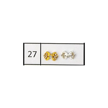 Metallic Nail Bows Accessory Silver Series - 5 Pair (Assorted Design)