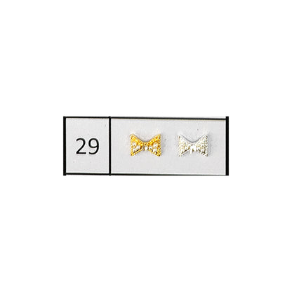Metallic Nail Bows Accessory Silver Series - 5 Pair (Assorted Design)