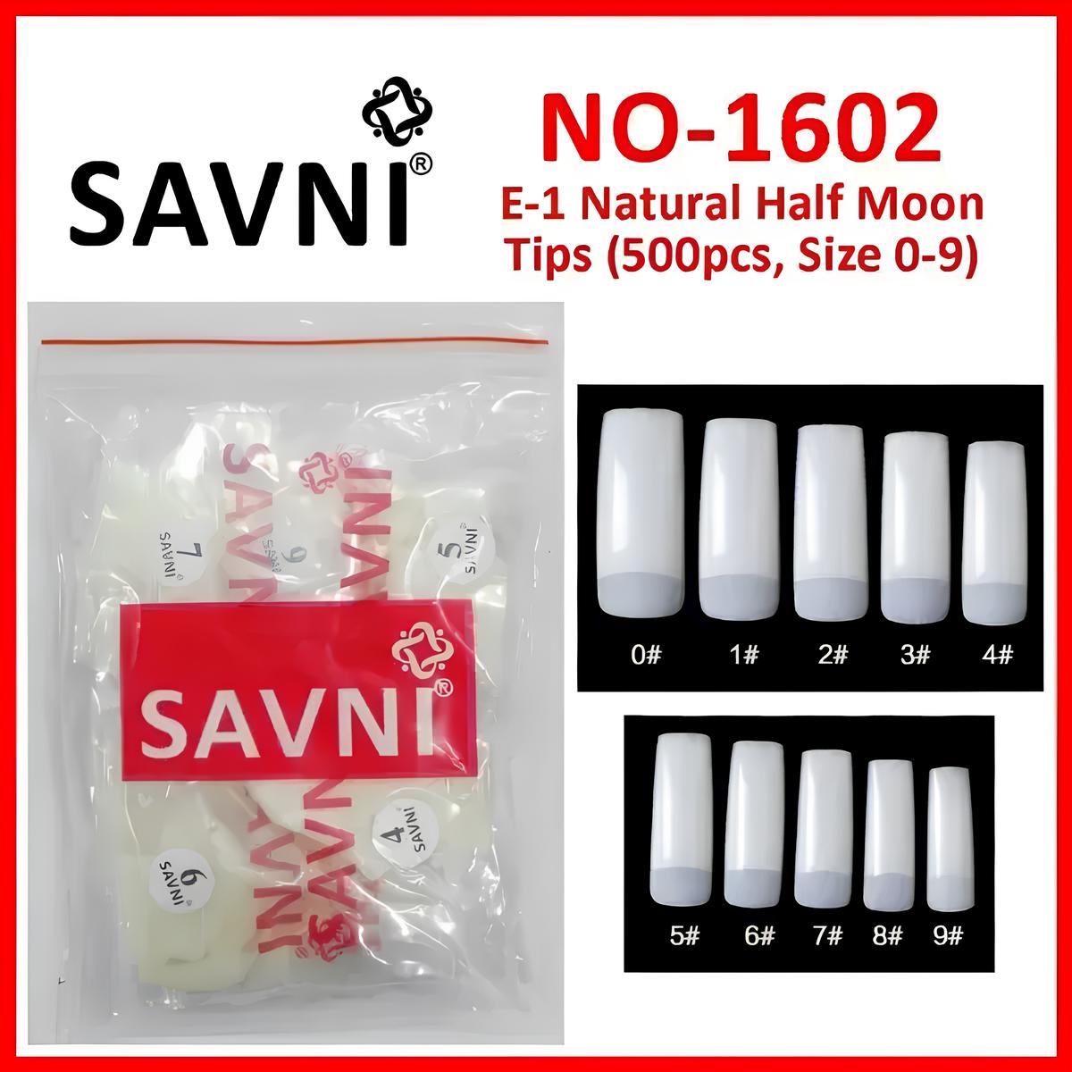 Savni E1 D Lock Half Moon Natural Tips - 500 pcs