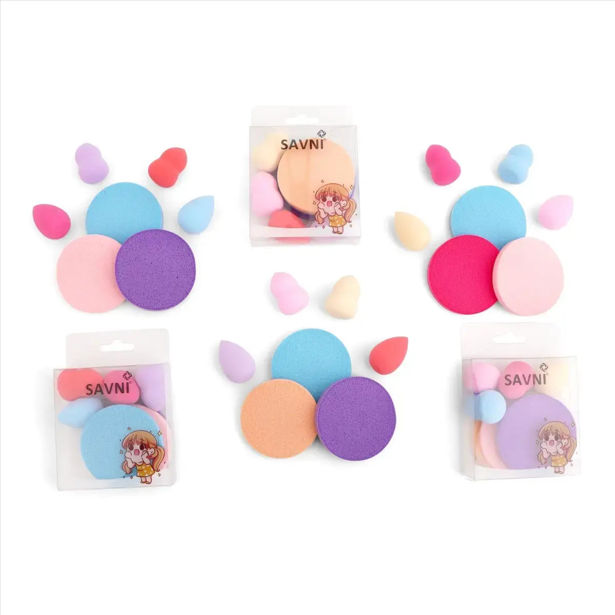 Savni Makeup Sponge Powder Puff, Small Beauty Blender & Sponges - Assorted Color