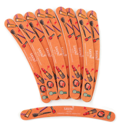 Savni Colored Designer Washable Nail Filers 150/150 Grit - Pack of 12 (Assorted Shape)