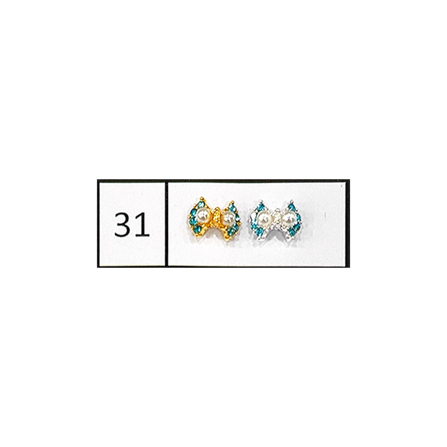 Metallic Nail Bows Accessory Silver Series - 5 Pair