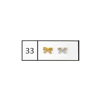 Metallic Nail Bows Accessory Silver Series - 5 Pair (Assorted Design)