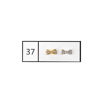 Metallic Nail Bows Accessory Silver Series - 5 Pair (Assorted Design)