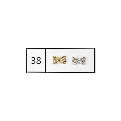 Metallic Nail Bows Accessory Silver Series - 5 Pair (Assorted Design)