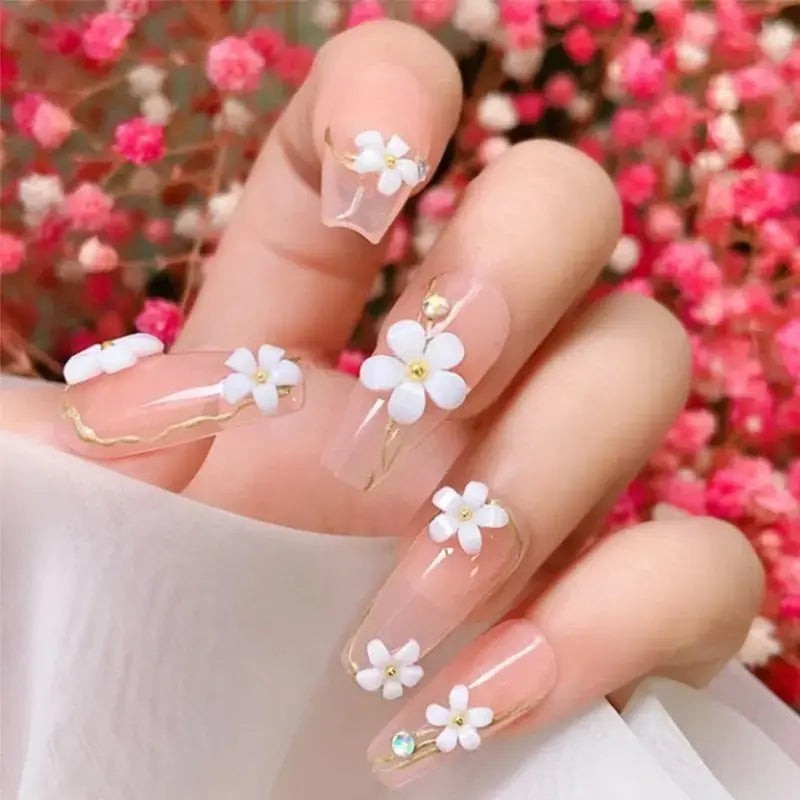 3D Flower Nail Accessory Charms with Caviar Beads