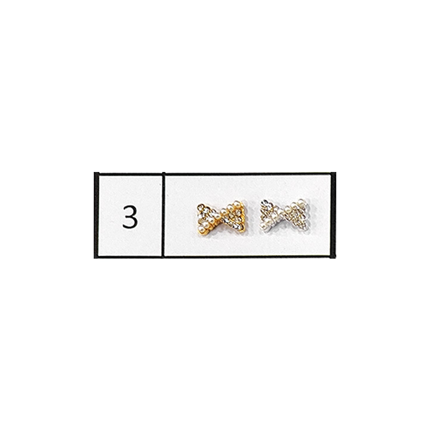Metallic Nail Bows Accessory Silver Series - 5 Pair