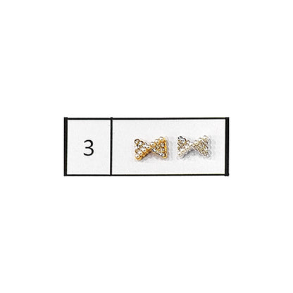 Metallic Nail Bows Accessory Silver Series - 5 Pair (Assorted Design)